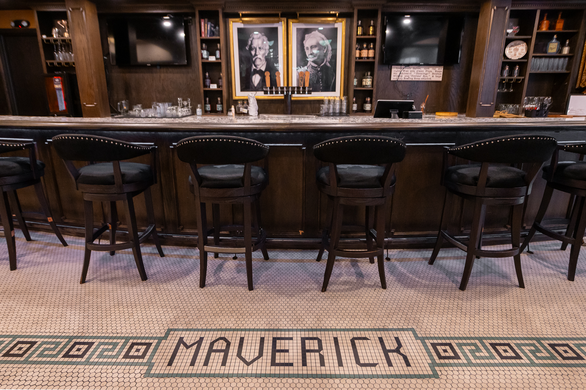 Behind the bar at Lockwood Saloon