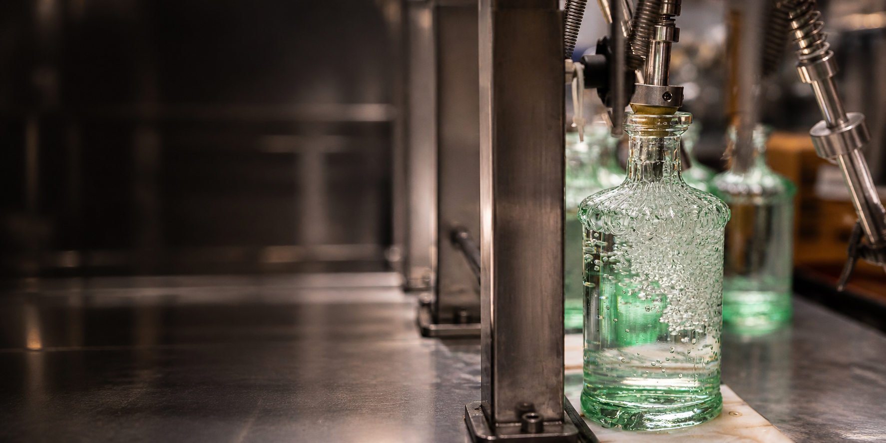 Bottles on the filling line at 115 Broadway