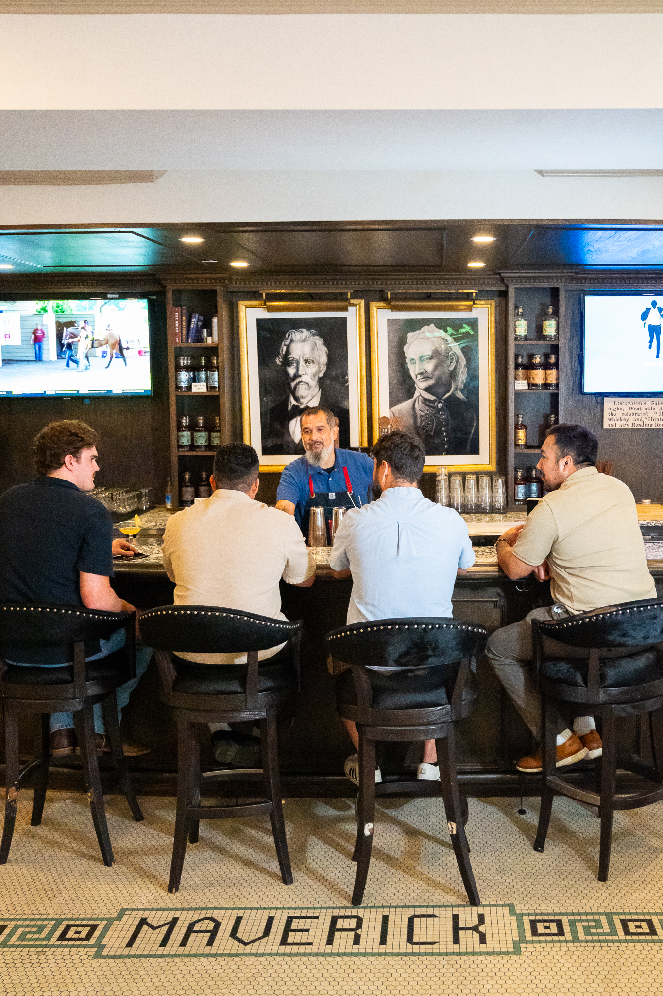 Guests gathered at the bar
