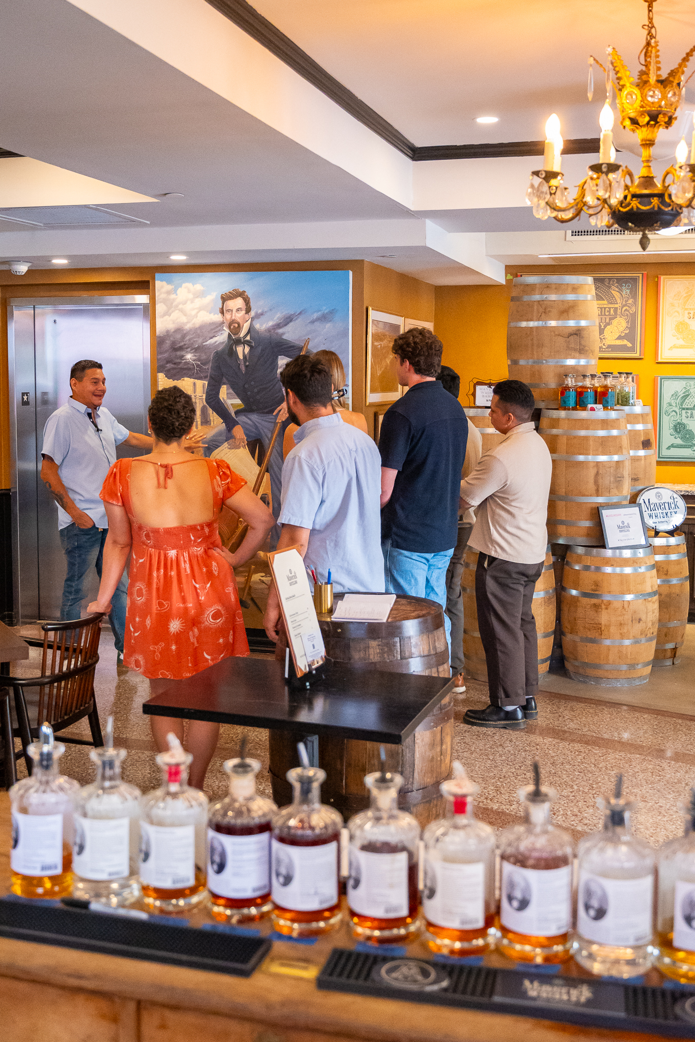 Guests on a guided distillery tour
